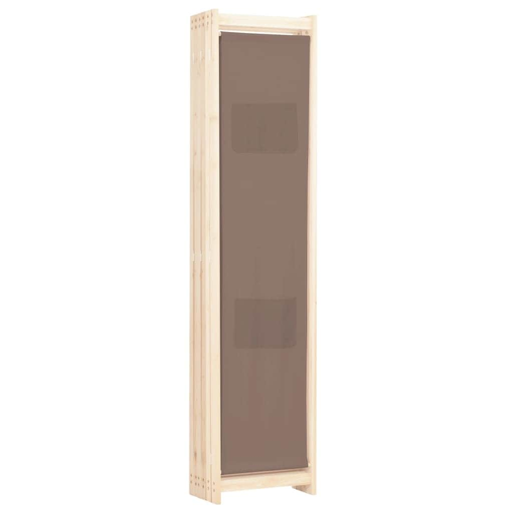 6-Panel Room Divider Brown Fabric