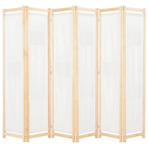 6-Panel Room Divider Cream Fabric