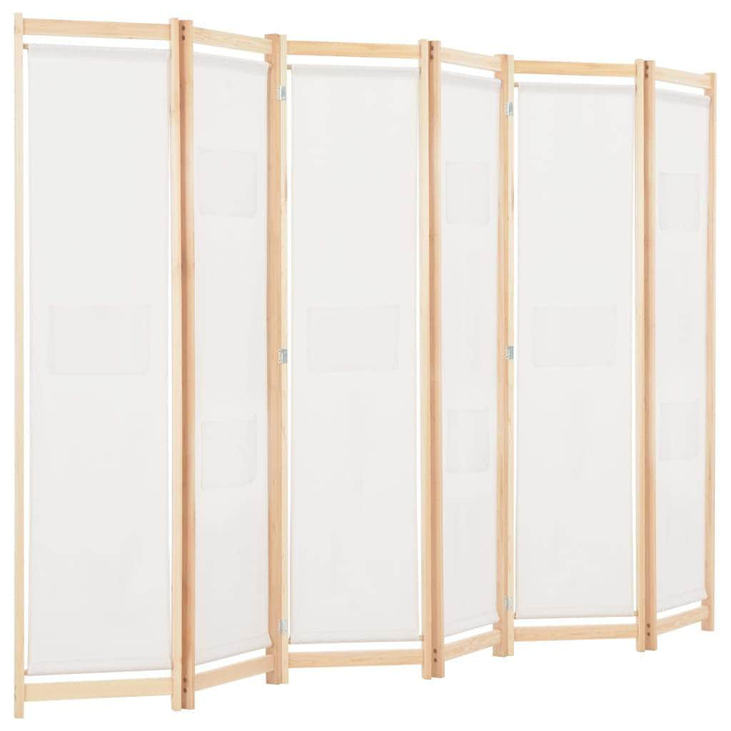 6-Panel Room Divider Cream Fabric