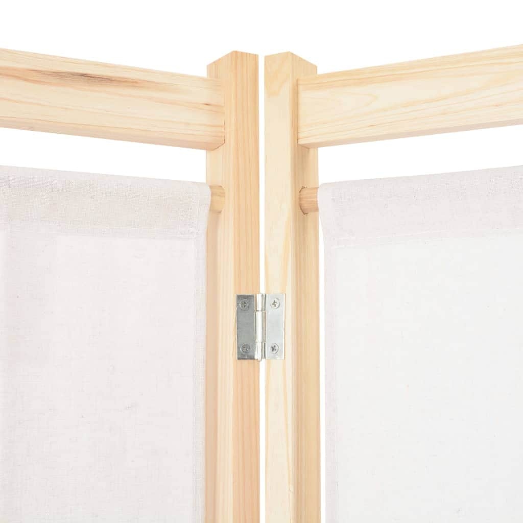 6-Panel Room Divider Cream Fabric