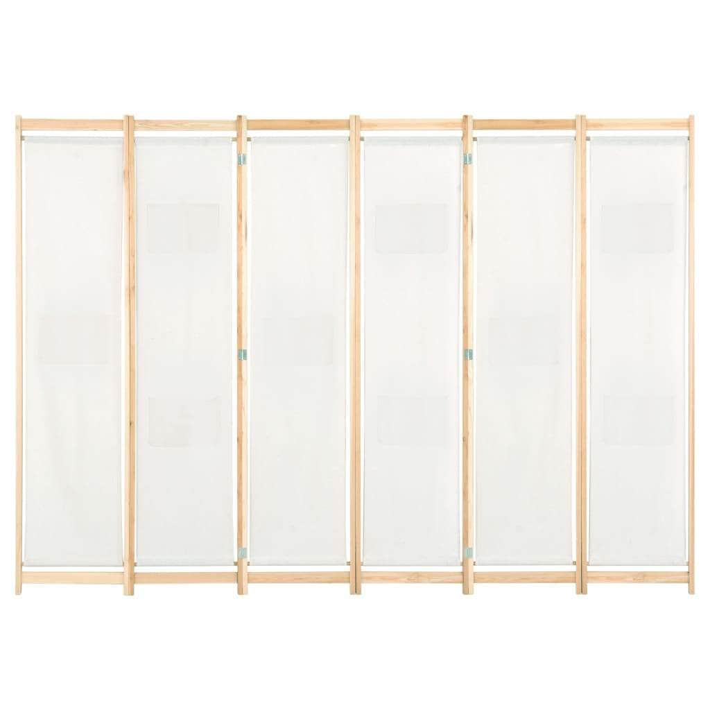 6-Panel Room Divider Cream Fabric