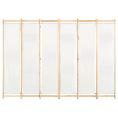 6-Panel Room Divider Cream Fabric