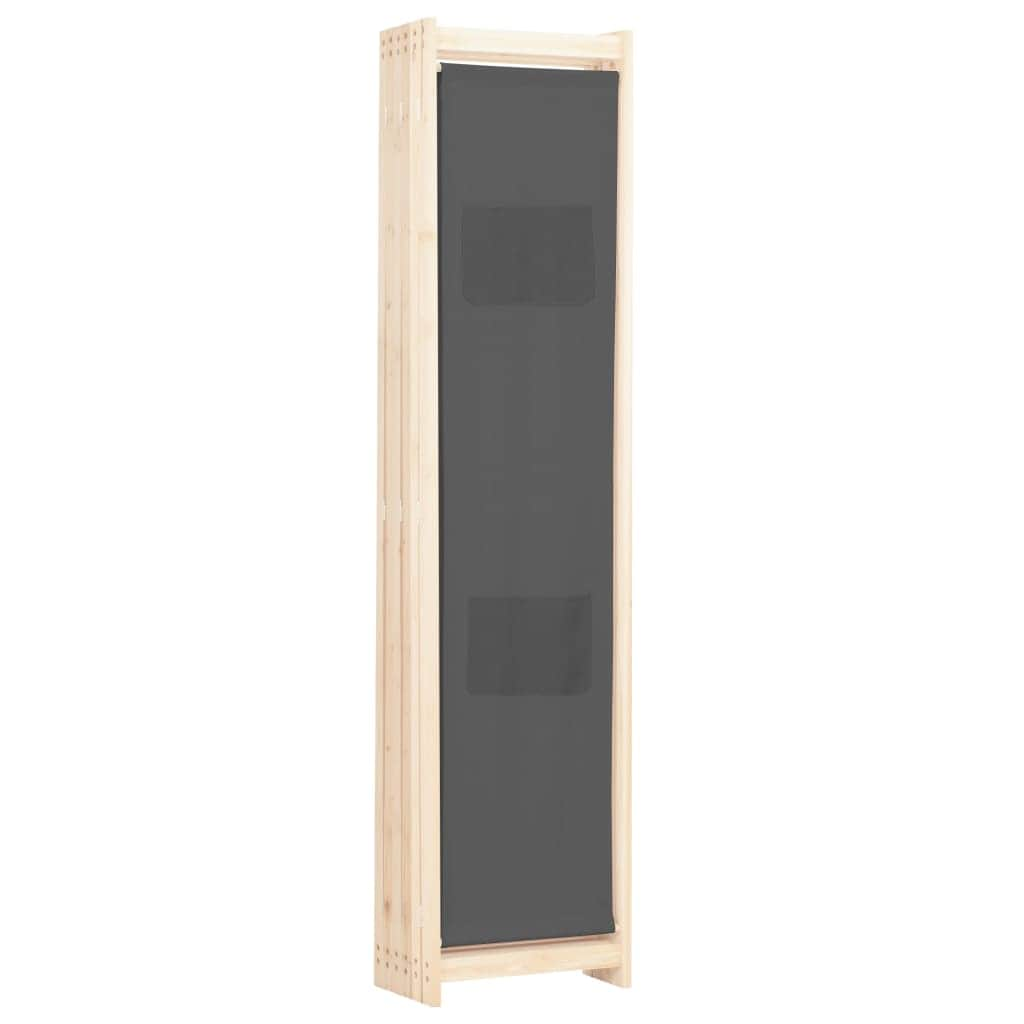 6-Panel Room Divider Grey Fabric