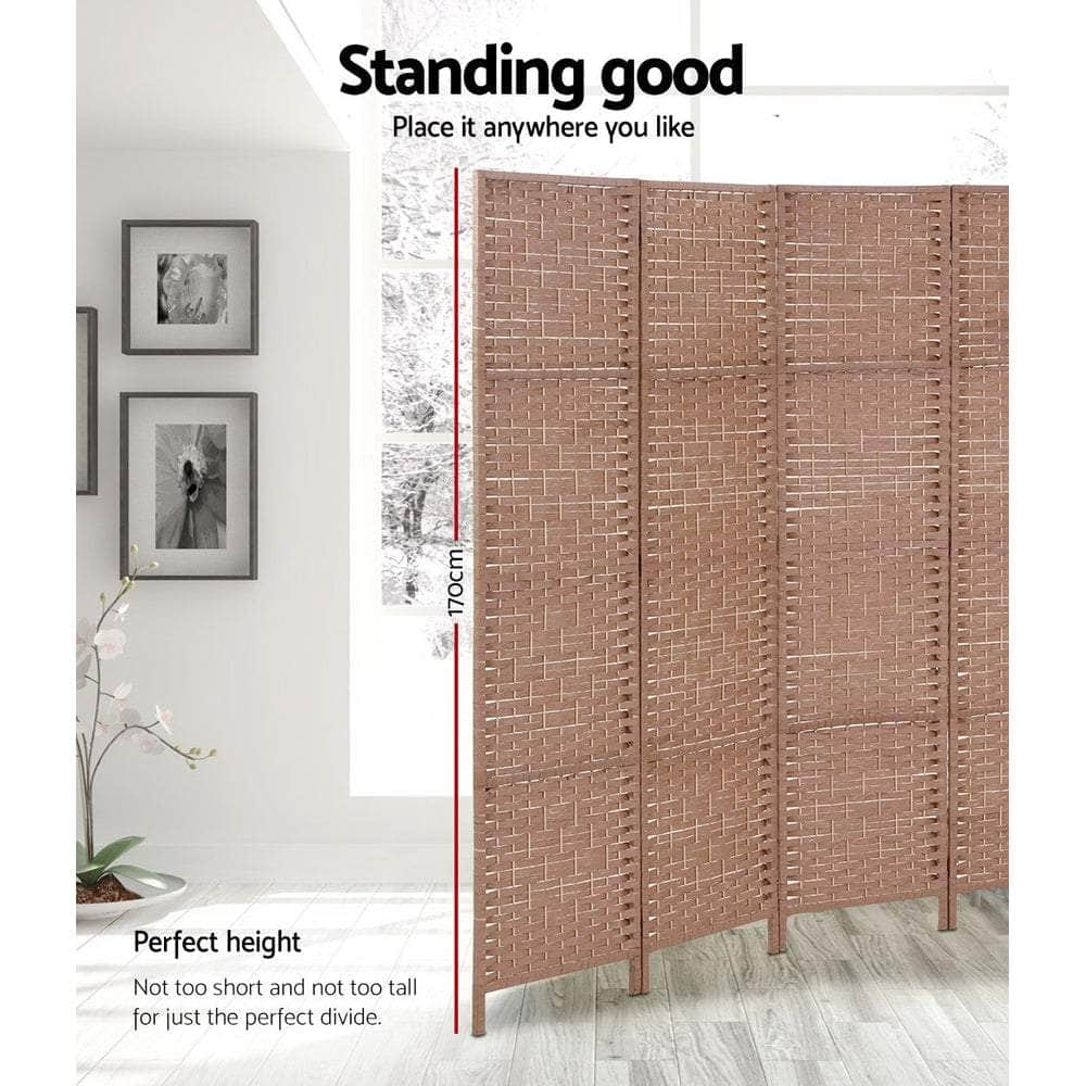 6 Panel Room Divider Screen 245X170Cm Woven Natural