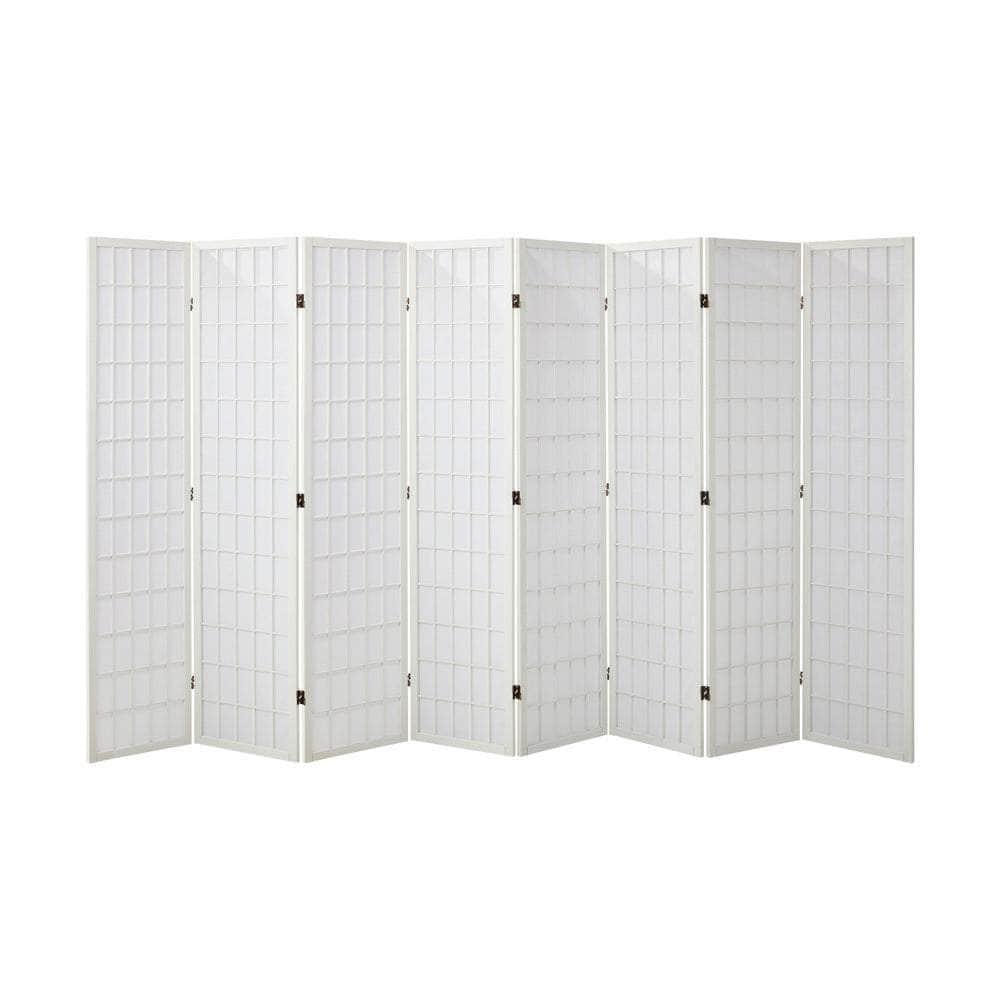 6 Panel Room Divider Timber Farbic Natural