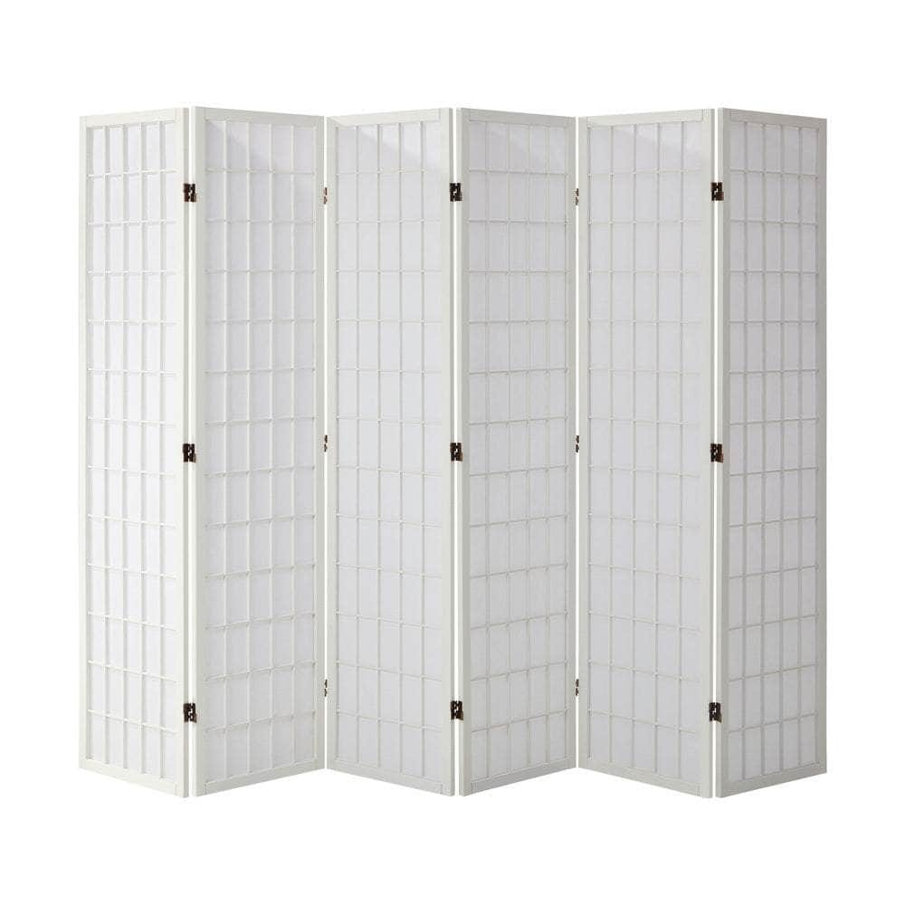 6 Panel Room Divider Timber Farbic Natural