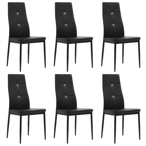 6 pcs Dining Chairs Black -faux Leather