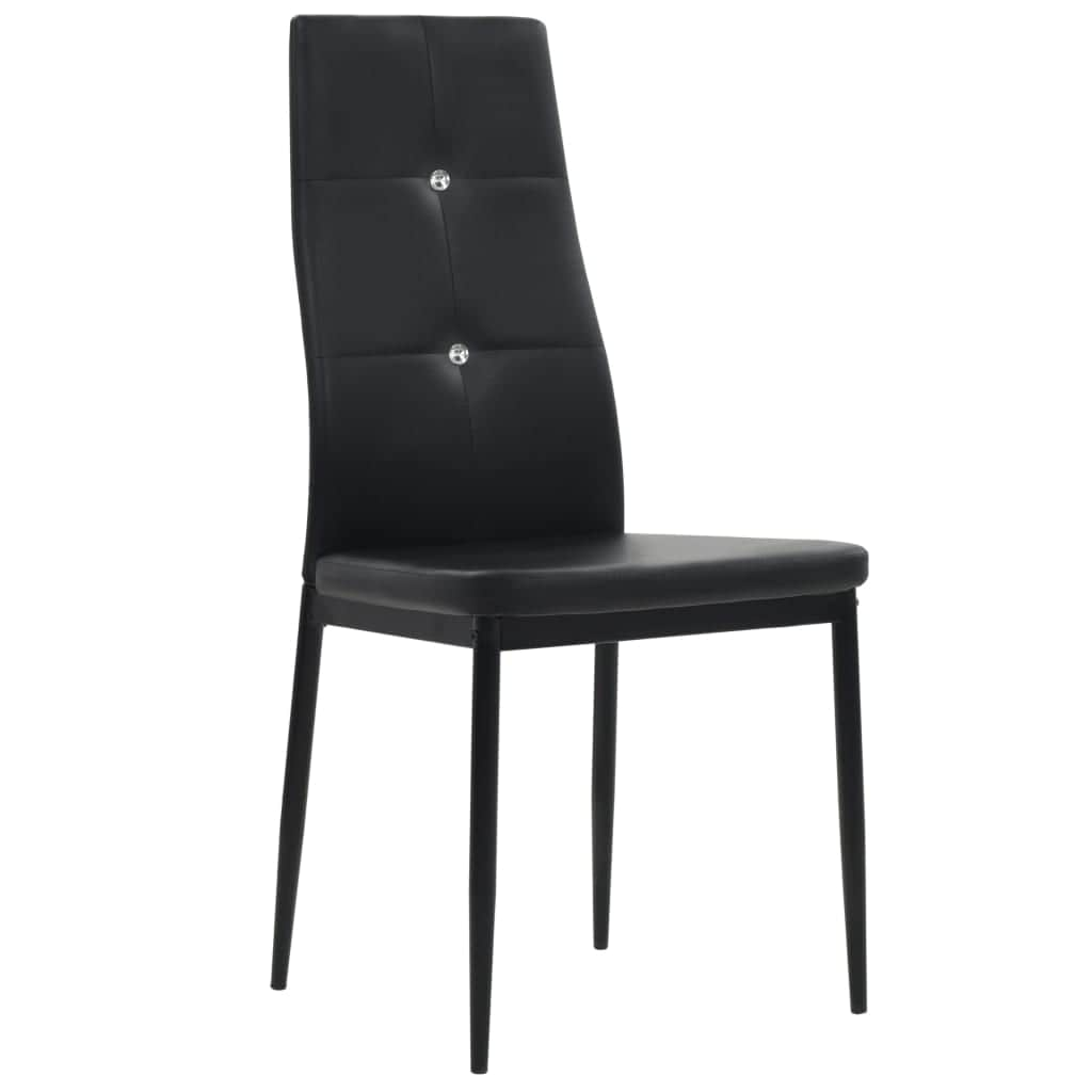 6 pcs Dining Chairs Black -faux Leather