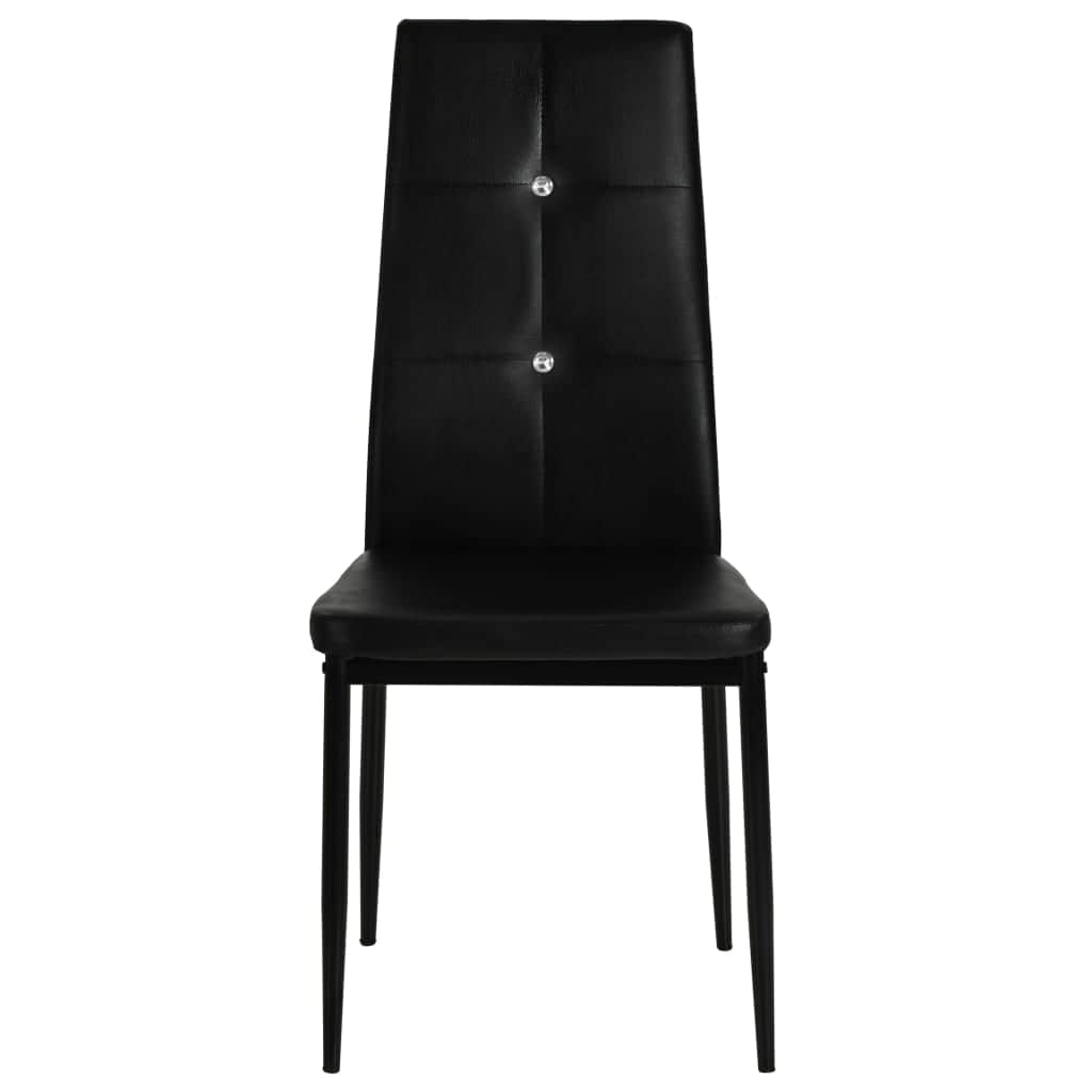 6 pcs Dining Chairs Black -faux Leather