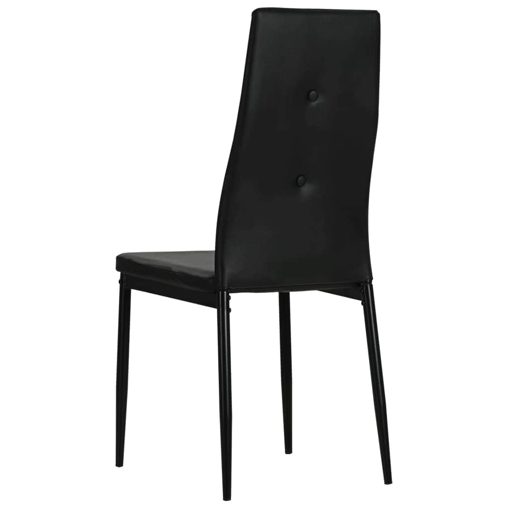 6 pcs Dining Chairs Black -faux Leather