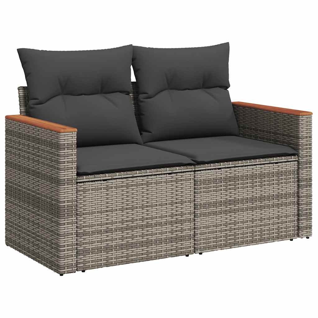 6 Pcs Garden Sofa Set with Cushions Grey Poly Rattan - Garden Comfort