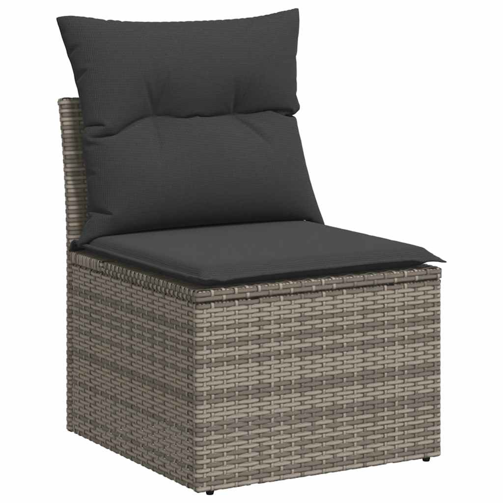 6 Pcs Garden Sofa Set with Cushions Grey Poly Rattan - Stylish Comfort