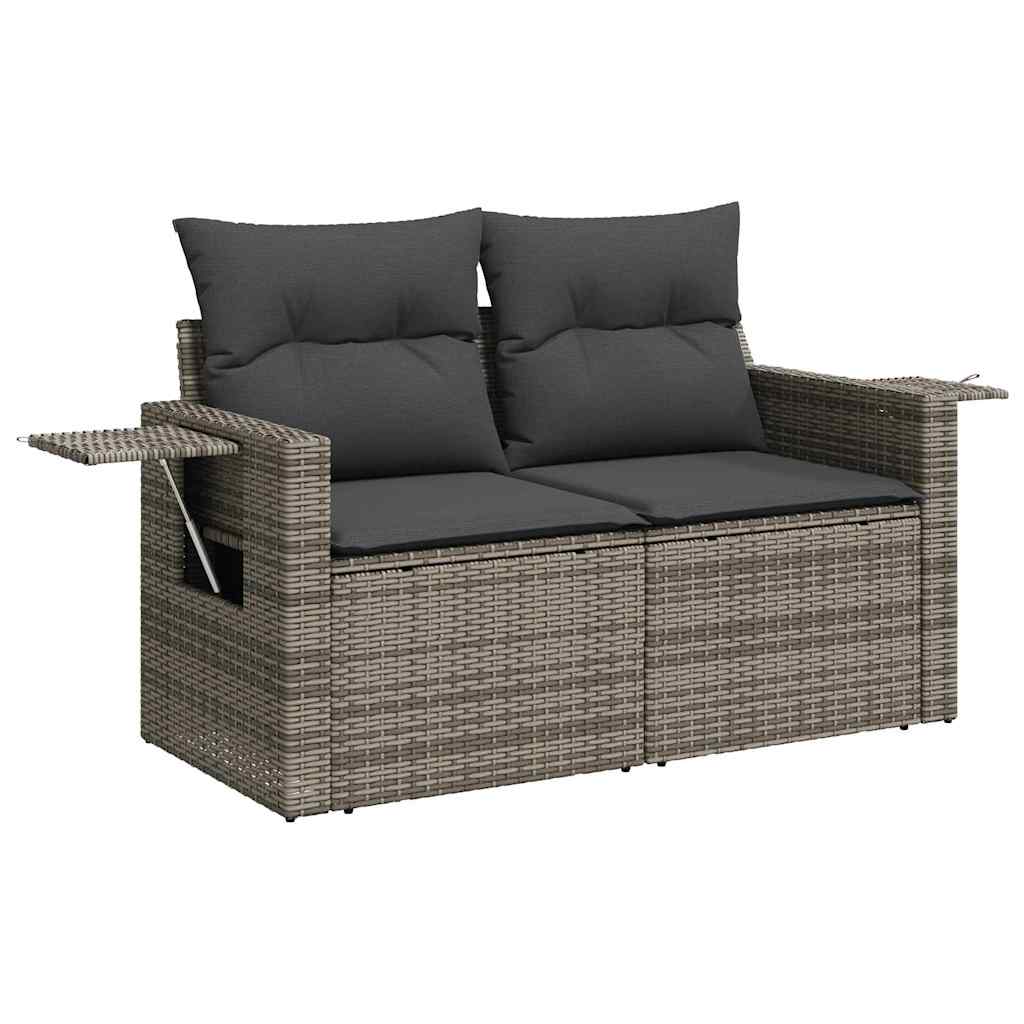 6 Pcs Garden Sofa Set with Cushions Grey Poly Rattan - Stylish & Durable