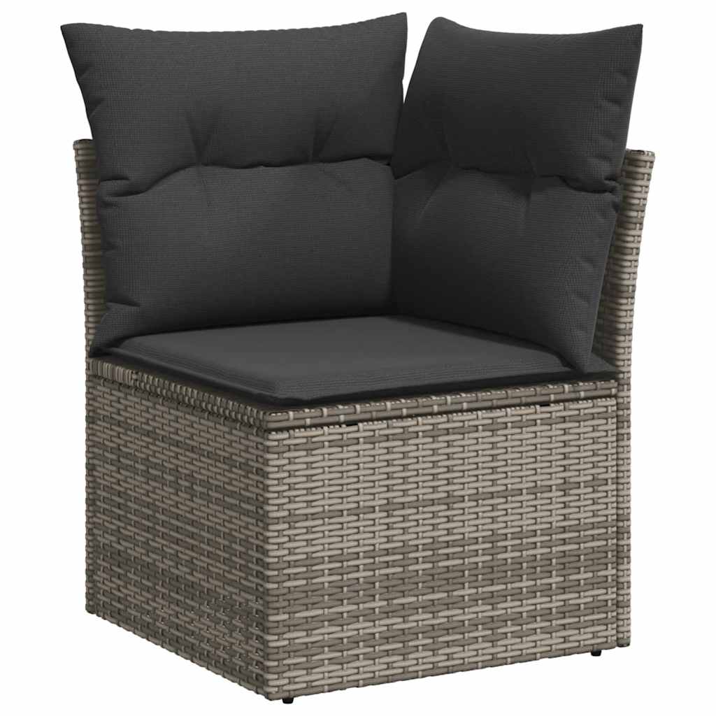 6 Pcs Garden Sofa Set with Cushions Grey Poly Rattan - Stylish & Durable