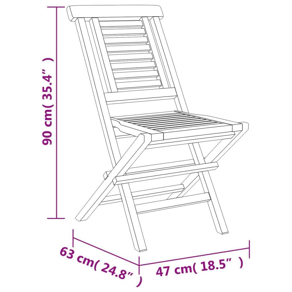 6-Pcs Teak Wood Folding Garden Chair Set