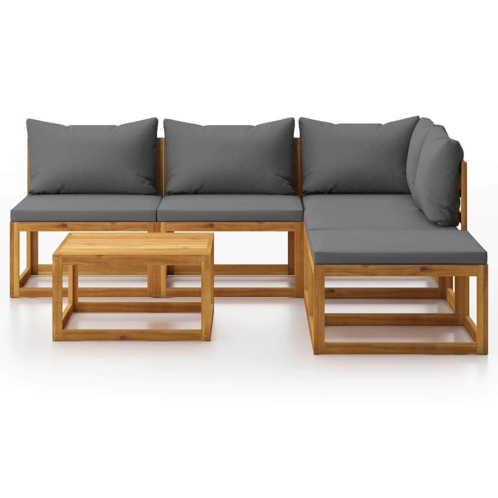 6  Piece Garden Lounge Set with Cushion Solid Acacia Wood