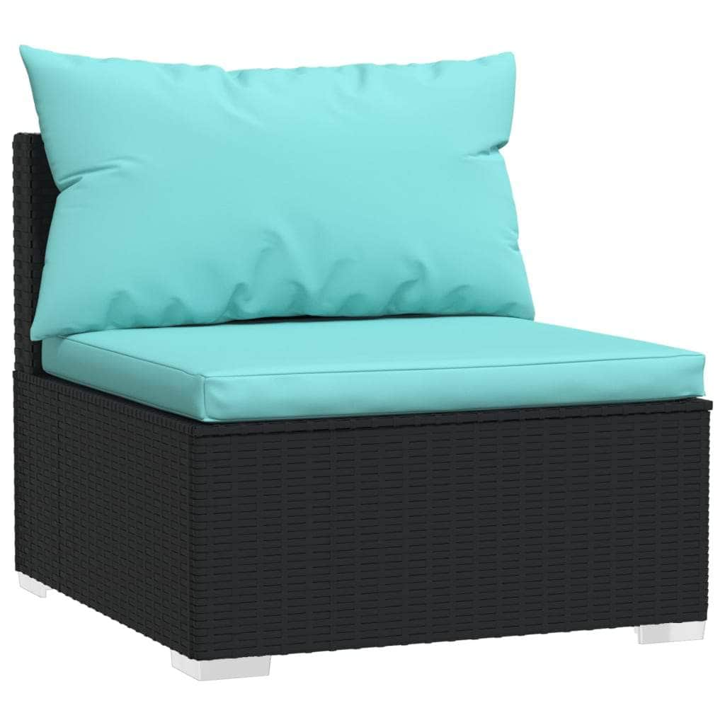 6 Piece Garden Lounge Set with Cushions Poly Rattan (Black)