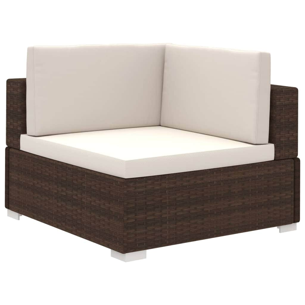 6 Piece Garden Lounge Set with Cushions Poly Rattan Brown