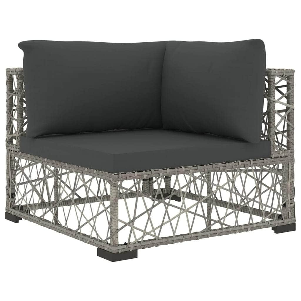 6 Piece Garden Lounge Set with Cushions Poly Rattan Grey