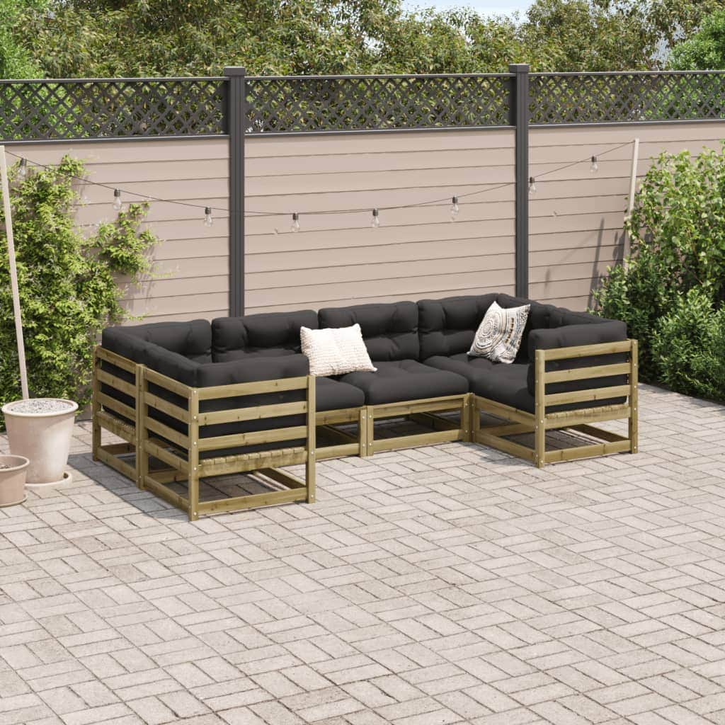 6 Piece Garden Sofa Set with Cushions