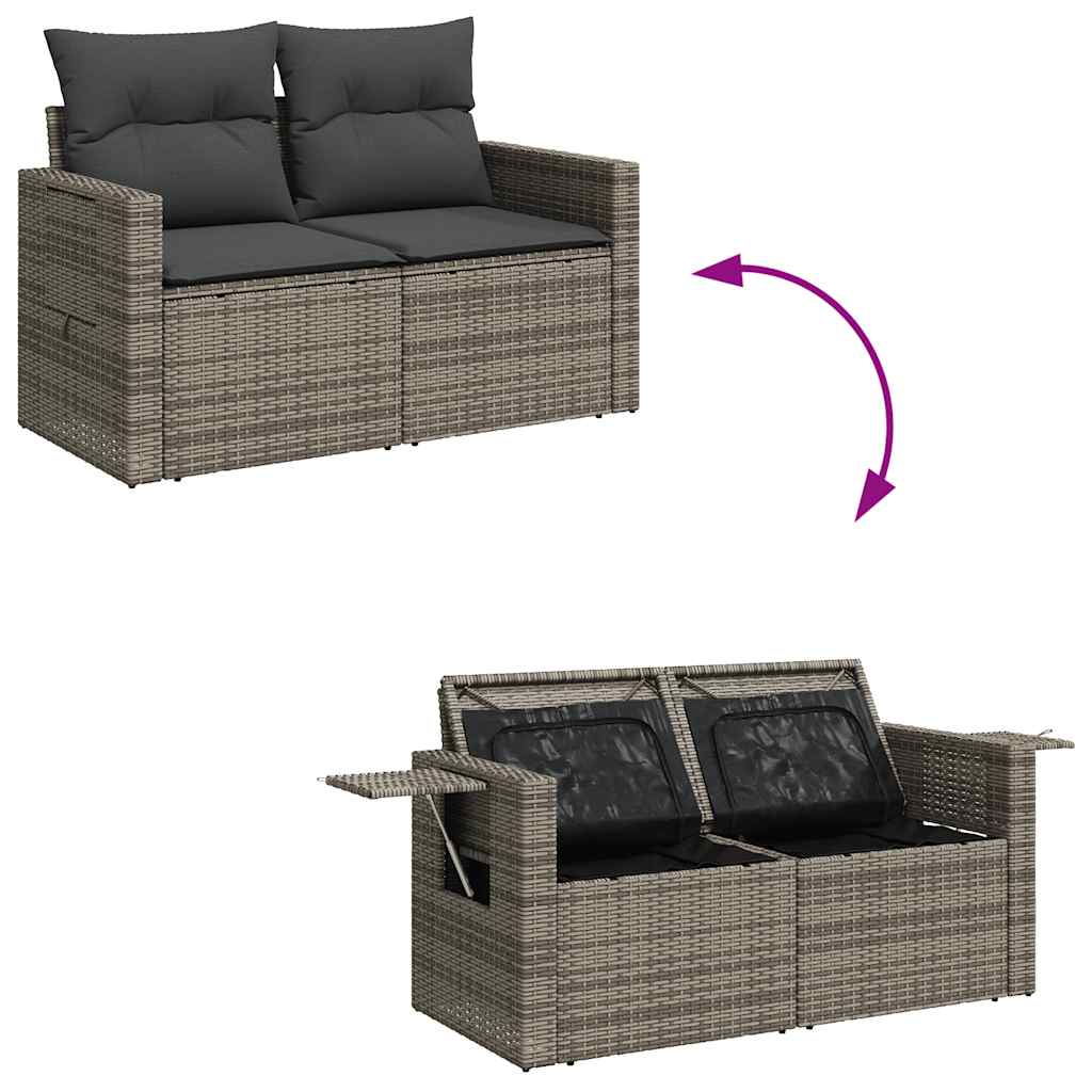 6 Piece Garden Sofa Set with Cushions Grey Poly Rattan - Outdoor Comfort