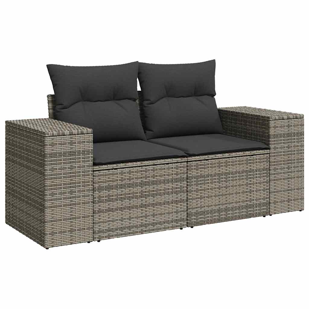 6 Piece Garden Sofa Set with Cushions Grey Poly Rattan - Outdoor Luxury