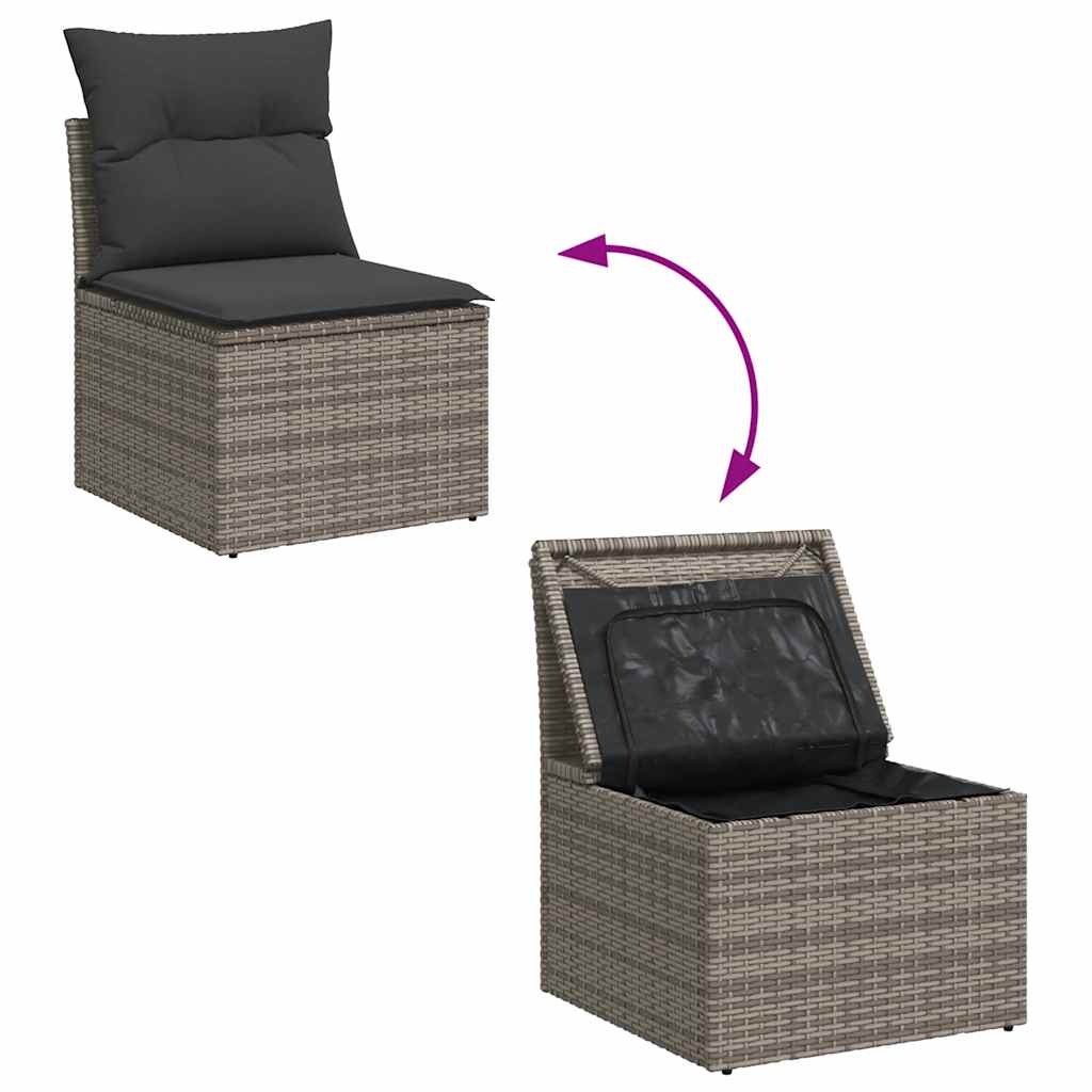 6 Piece Garden Sofa Set with Cushions Grey Poly Rattan - Stylish Comfort