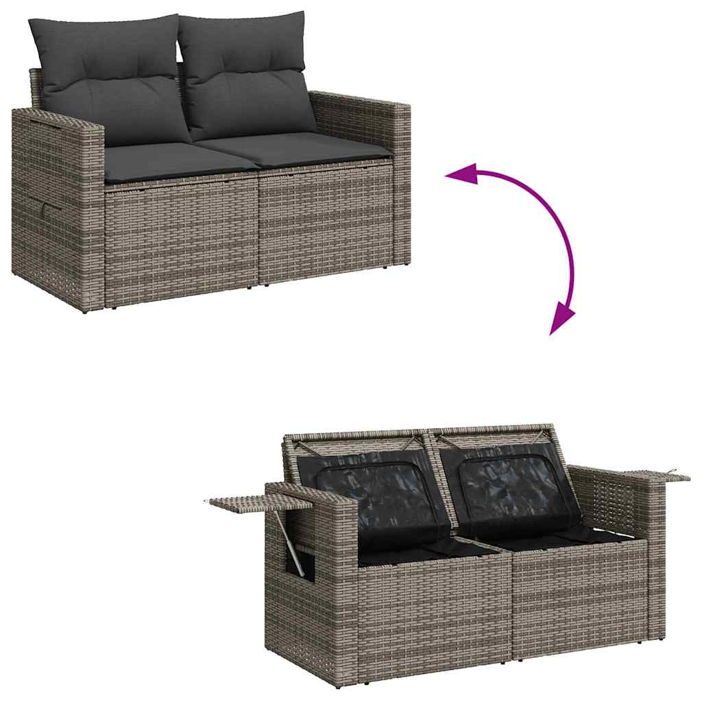 6 Piece Garden Sofa Set with Cushions Grey Poly Rattan - Stylish Comfort