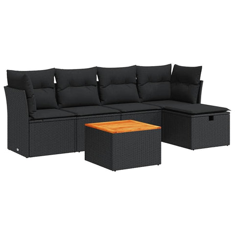 6 Piece Garden Sofa Set with Cushions Poly Rattan - Sleek - Stylish Outdoor