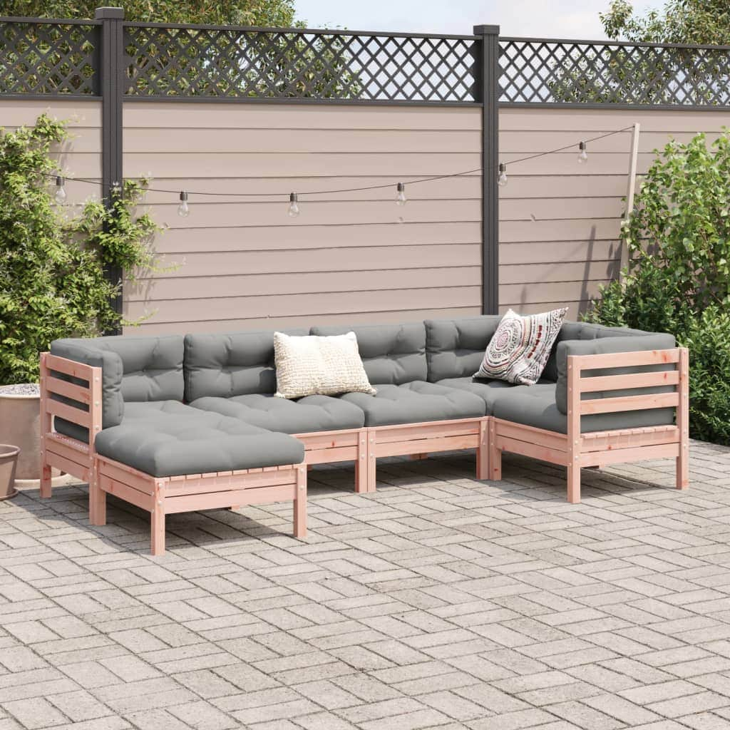 6 Piece Garden Sofa Set with Cushions Solid Wood