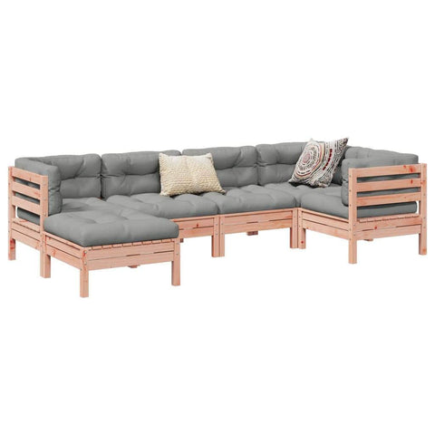 6 Piece Garden Sofa Set with Cushions Solid Wood