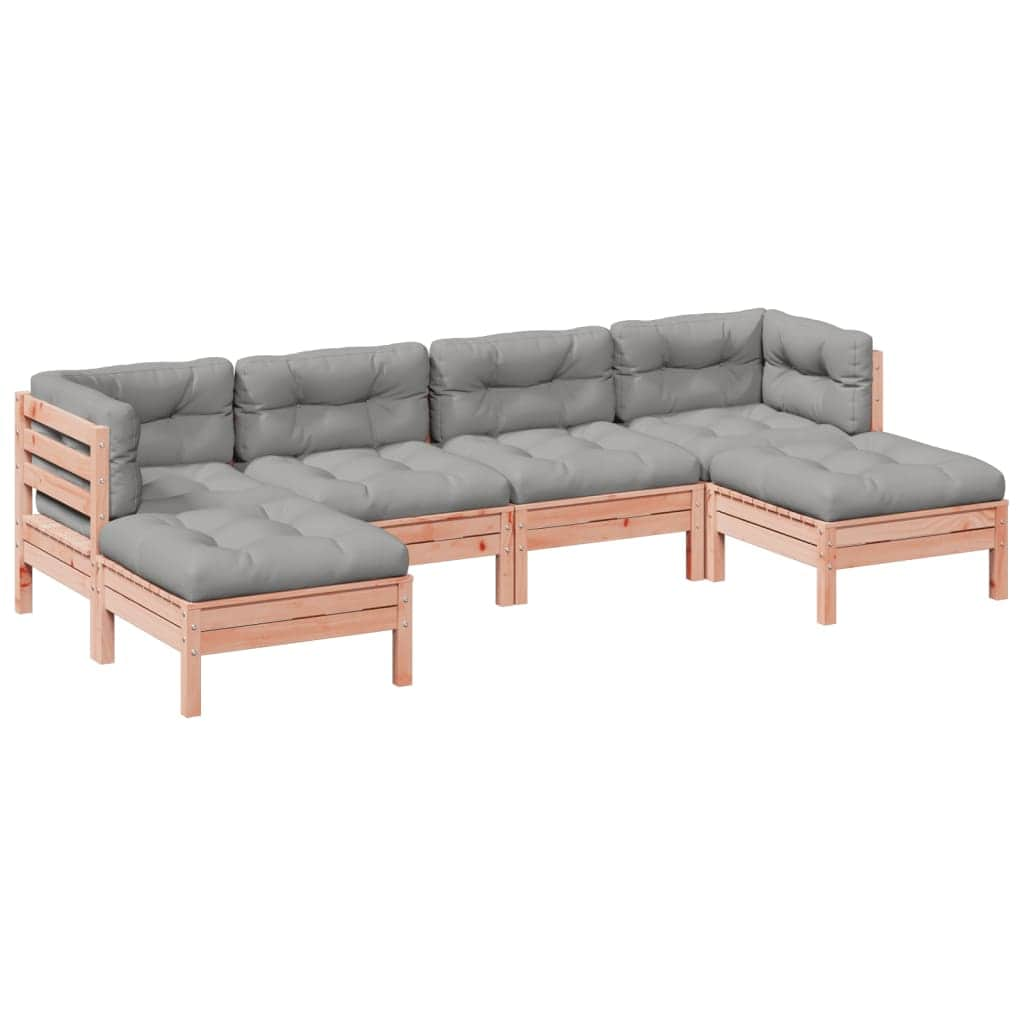 6-Piece Garden Sofa Set with Cushions Solid Wood