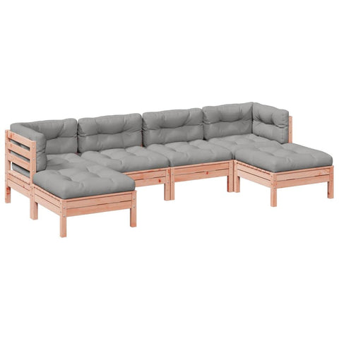 6-Piece Garden Sofa Set with Cushions Solid Wood