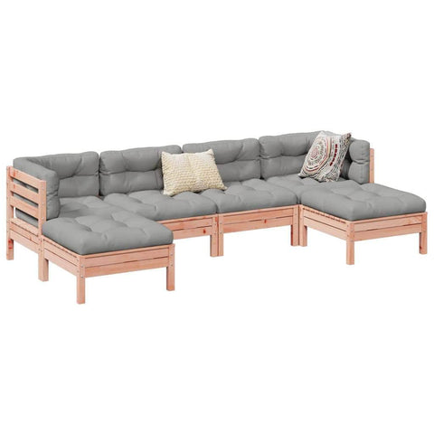 6-Piece Garden Sofa Set with Cushions Solid Wood