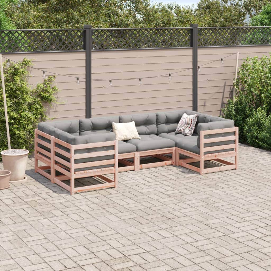 6 Piece Garden Sofa Set with Cushions Solid WoodÂ Douglas Fir