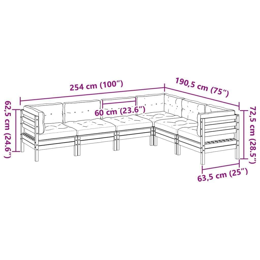 6-Piece Garden Sofa Set with Cushions Wax Brown