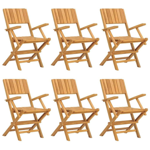 6-Piece Teak Wood Foldable Garden Chairs