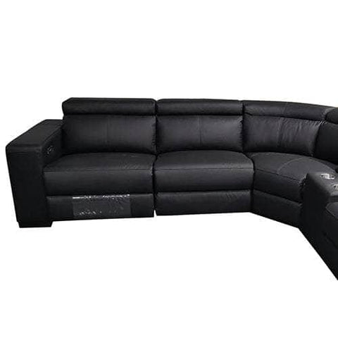 6 Seater Real Leather sofa Black Color Lounge Set for Living Room Couch with Adjustable Headrest