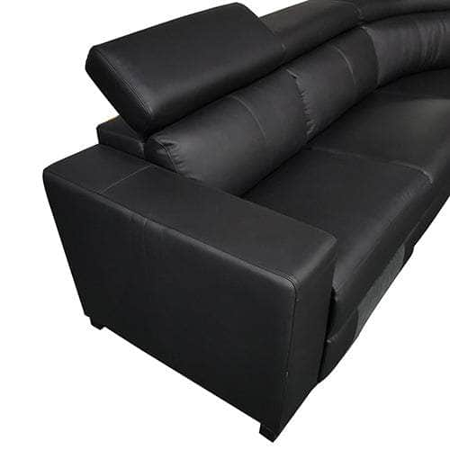 6 Seater Real Leather sofa Black Color Lounge Set for Living Room Couch with Adjustable Headrest