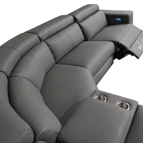 6 Seater Real Leather sofa Grey Color Lounge Set for Living Room Couch with Adjustable Headrest