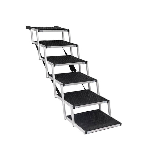 6 Steps Dog Ramp Adjustable Height Black