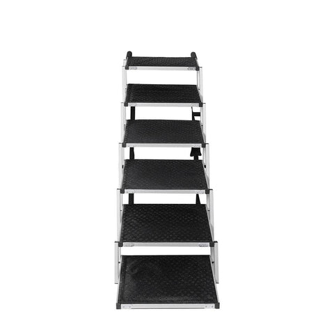 6 Steps Dog Ramp Adjustable Height Black