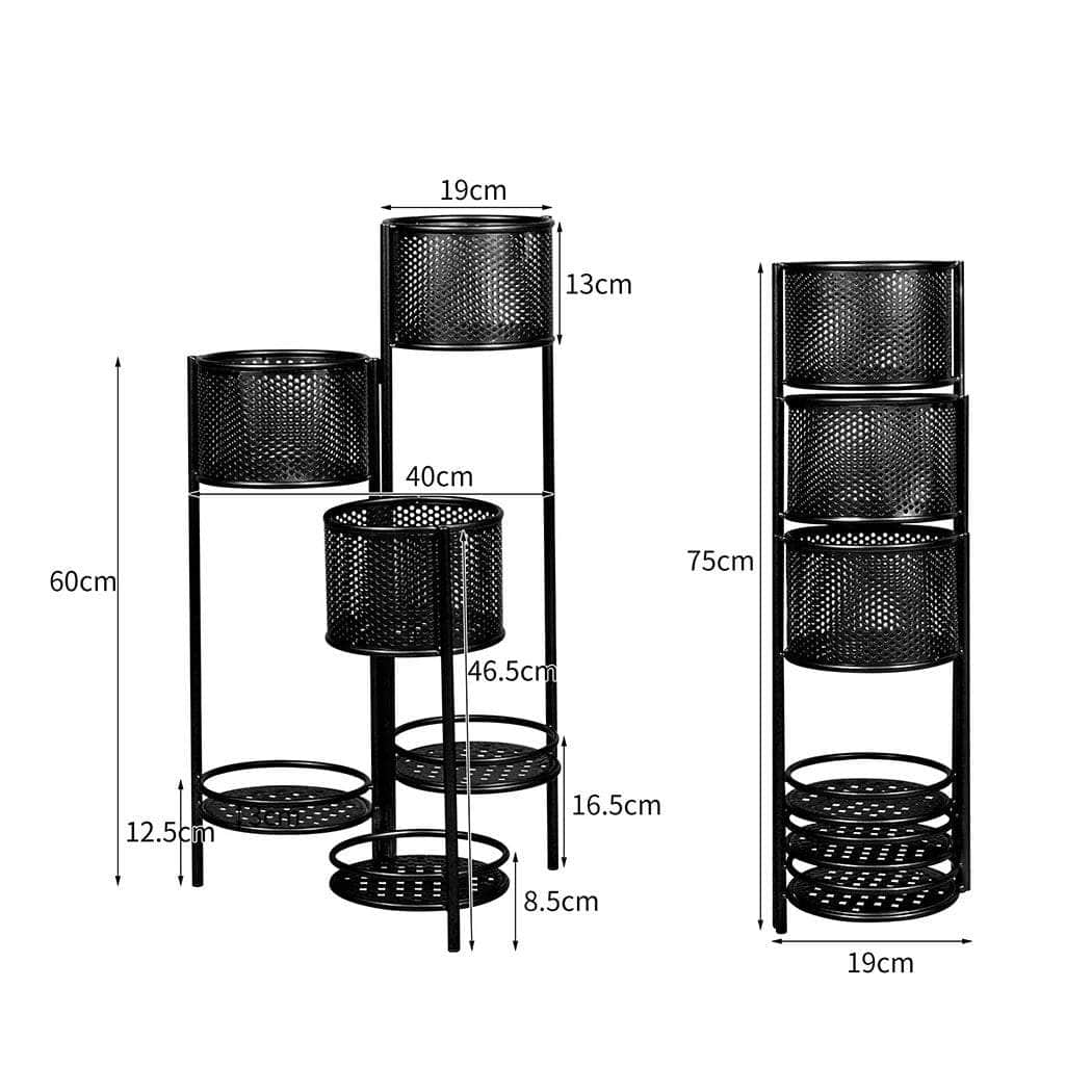 6 Tier Plant Stand Swivel Outdoor Black