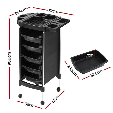 6-Tier Salon Trolley Cart Hairdressing Storage