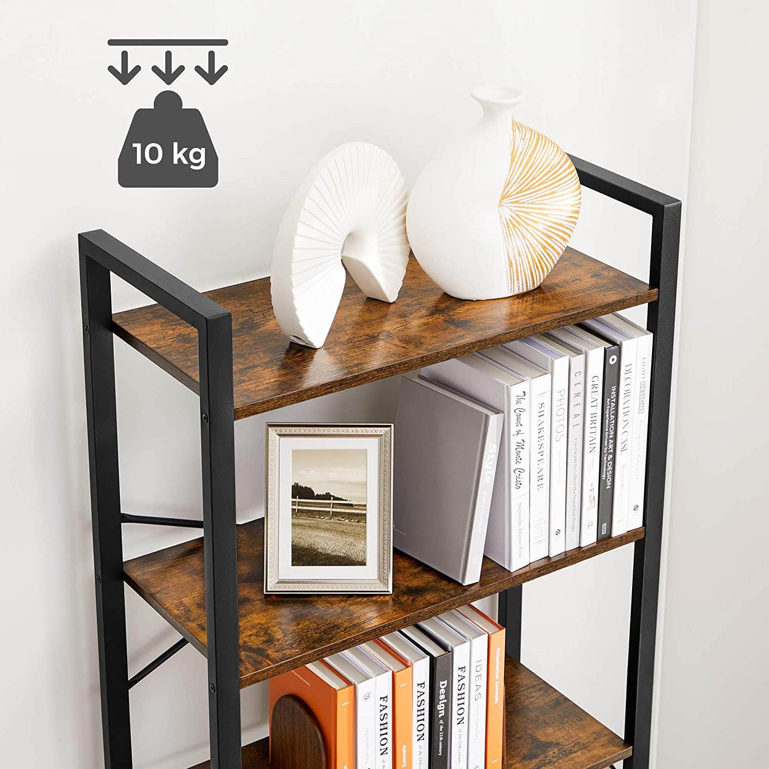 6-Tier Storage Rack With Industrial Style Steel Frame  Rustic Brown And Black, 186 Cm High