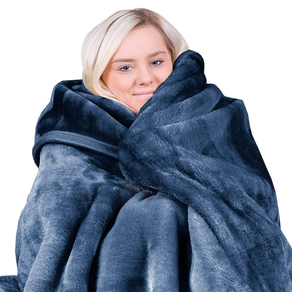 600GSM Large Double Sided Mink Blanket Navy Simple deals