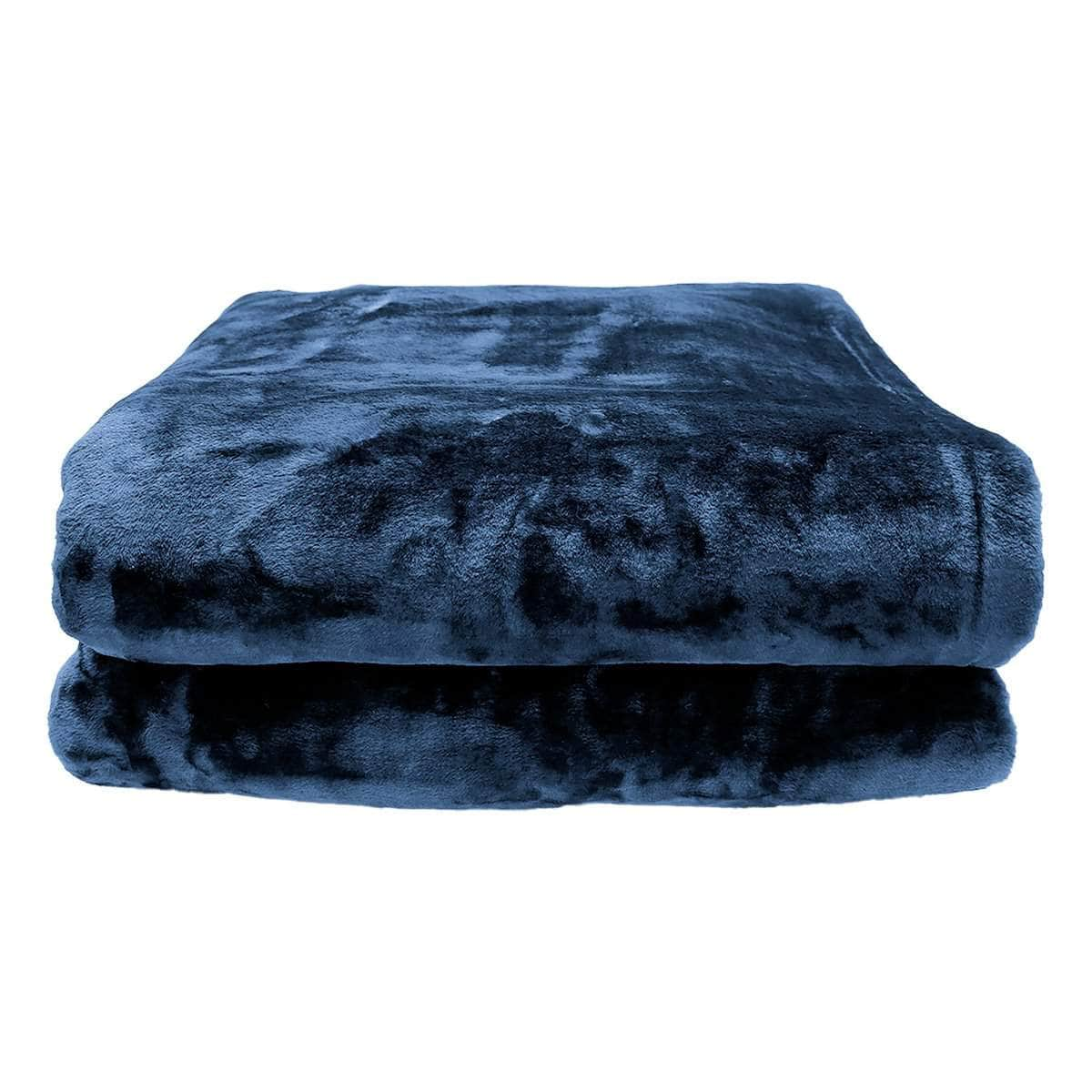 600GSM Large Double-Sided Mink Blanket- Navy