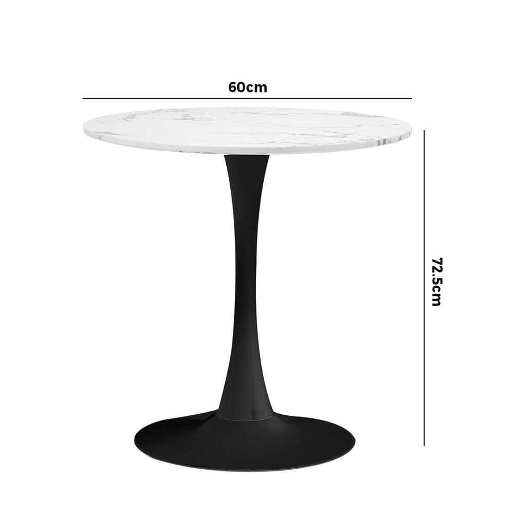 60cm Dining Table Kitchen Marble Tulip Round Metal Leg