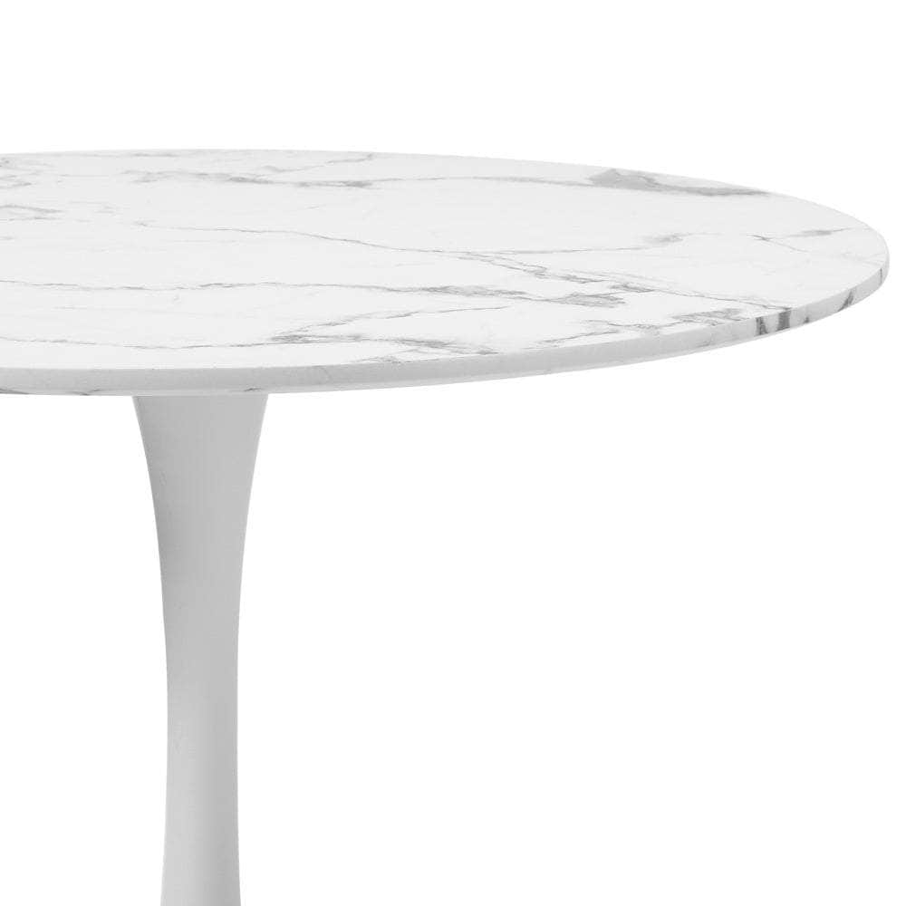 60cm Dining Table Kitchen Marble Tulip Round Metal Leg