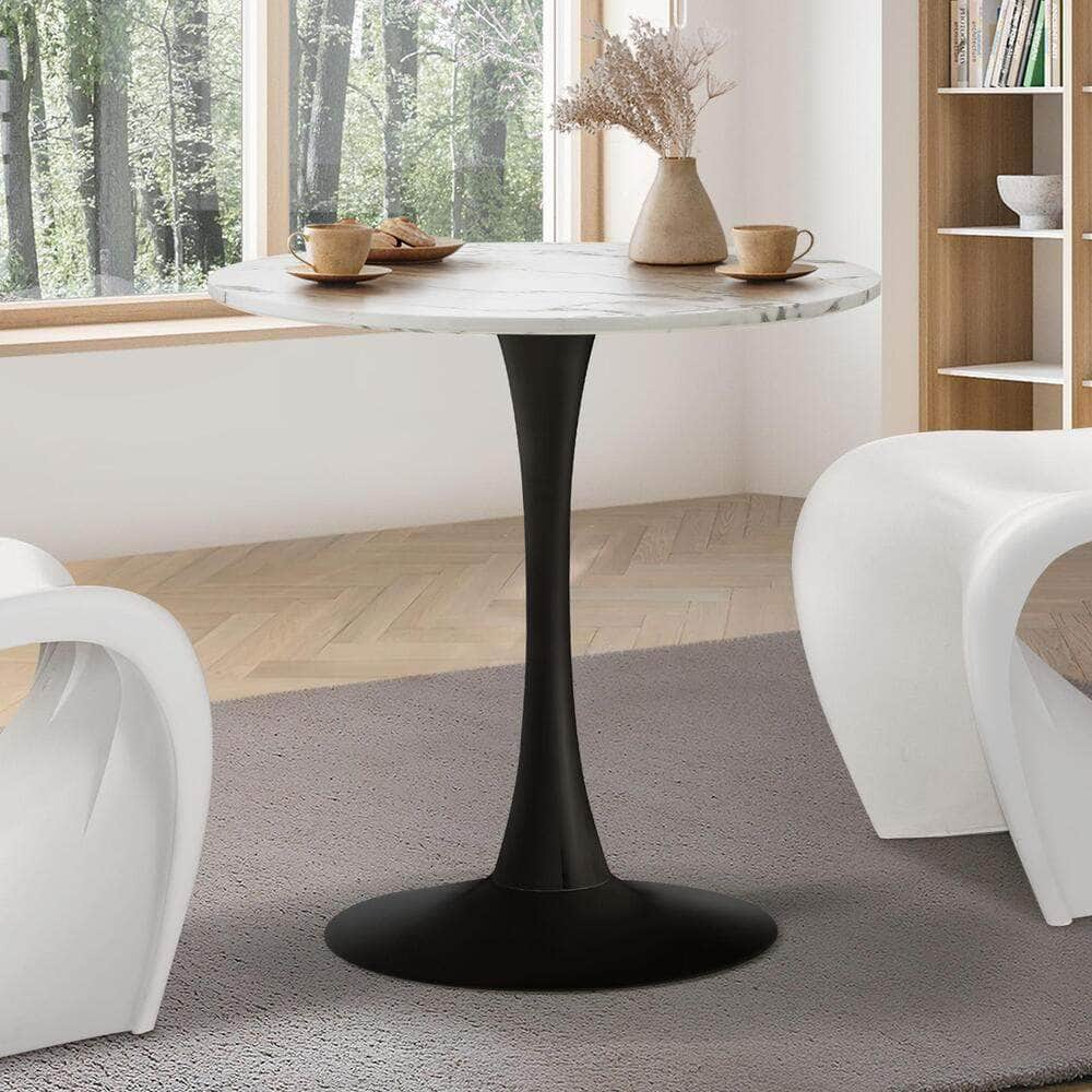 60cm Dining Table Kitchen Marble Tulip Round Metal Leg